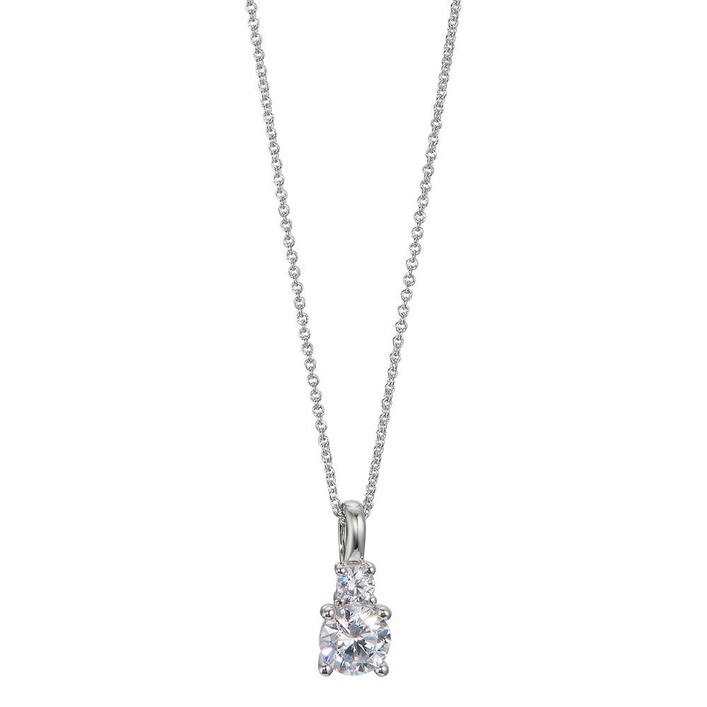 Collier 375/9 K Weissgold Zirkonia 2 Steine verstellbar