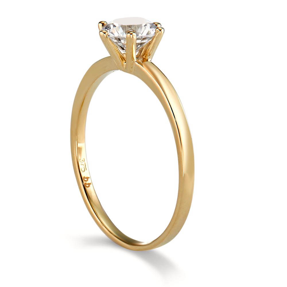 Solitär Ring 375/9 K Gelbgold Zirkonia 6 mm