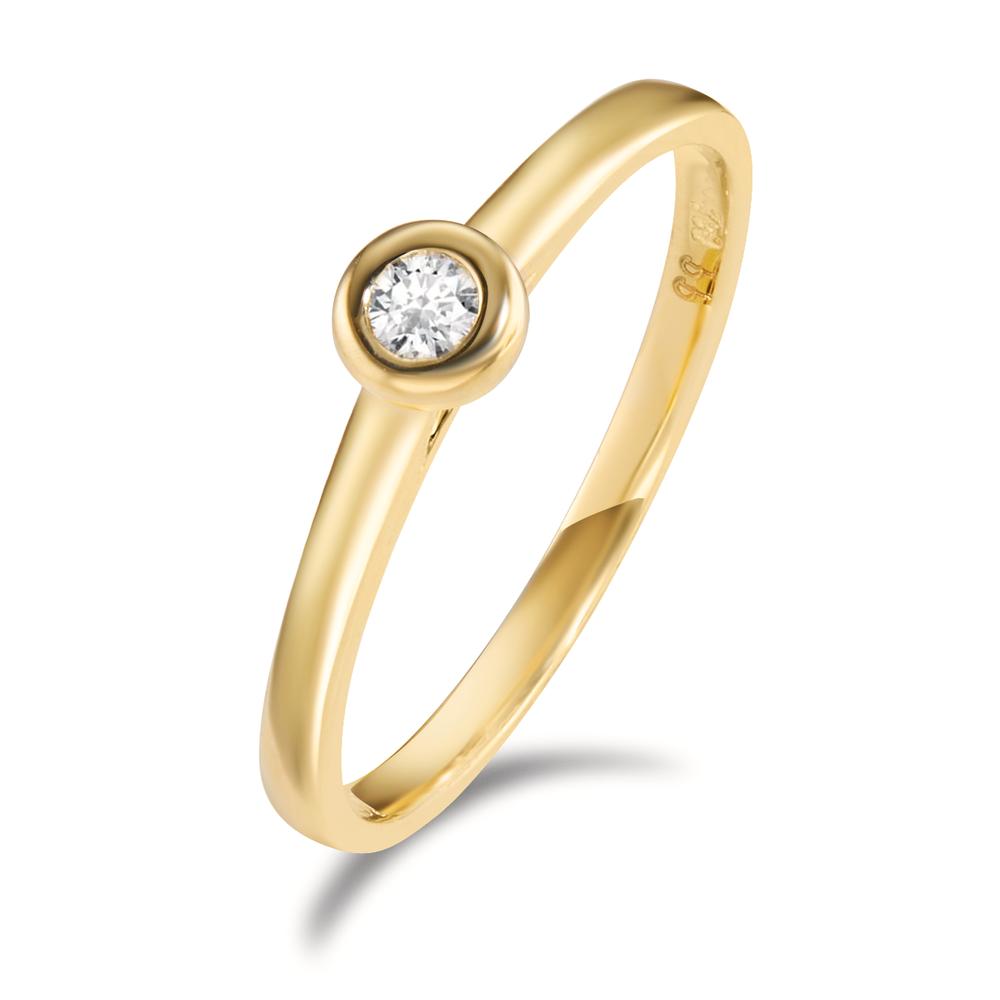 Solitär Ring 750/18 K Gelbgold Diamant 0.05 ct, w-si