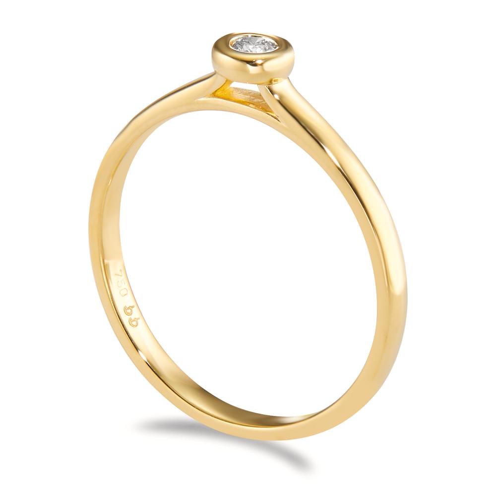 Solitär Ring 750/18 K Gelbgold Diamant 0.05 ct, w-si