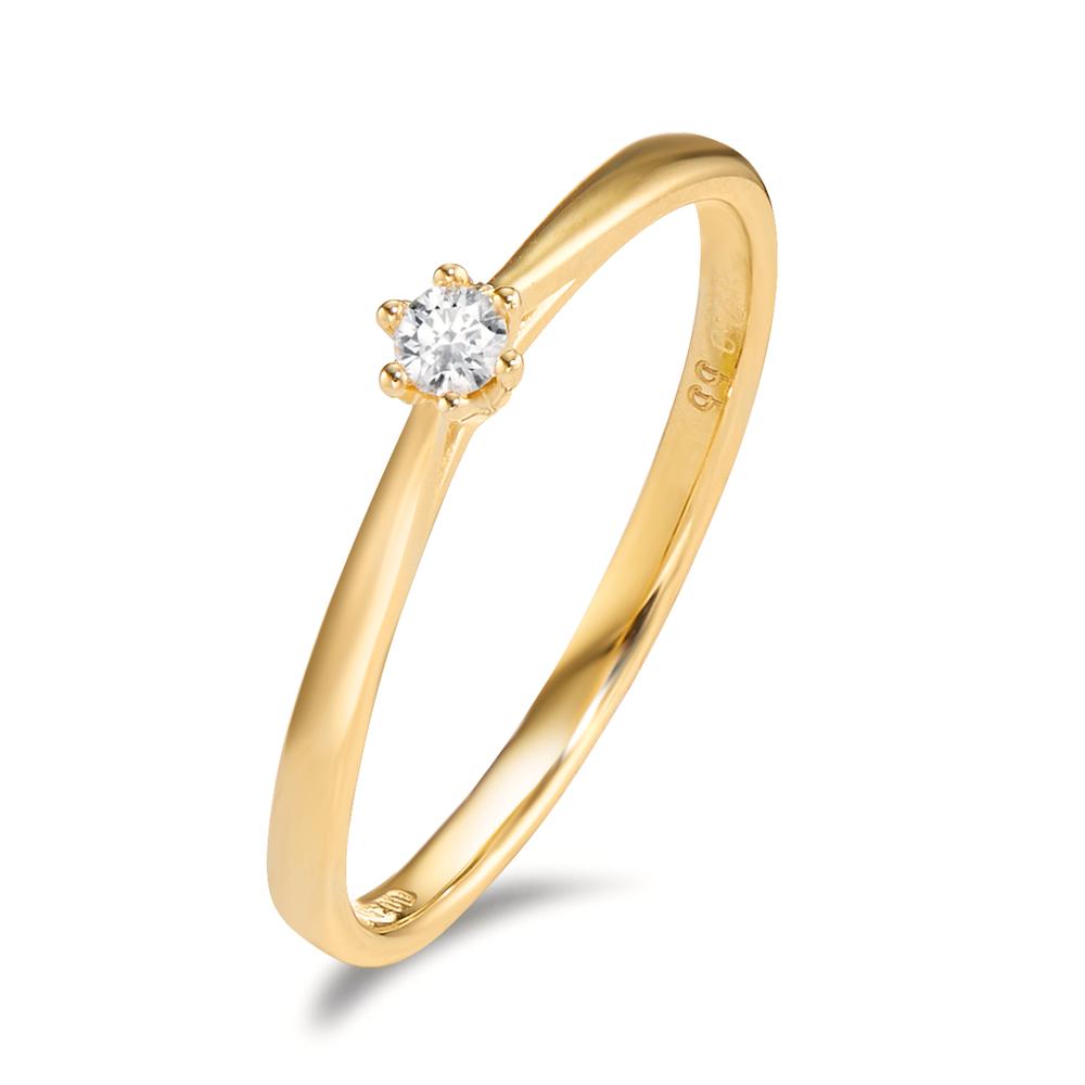 Solitär Ring 750/18 K Gelbgold Diamant 0.05 ct, w-si