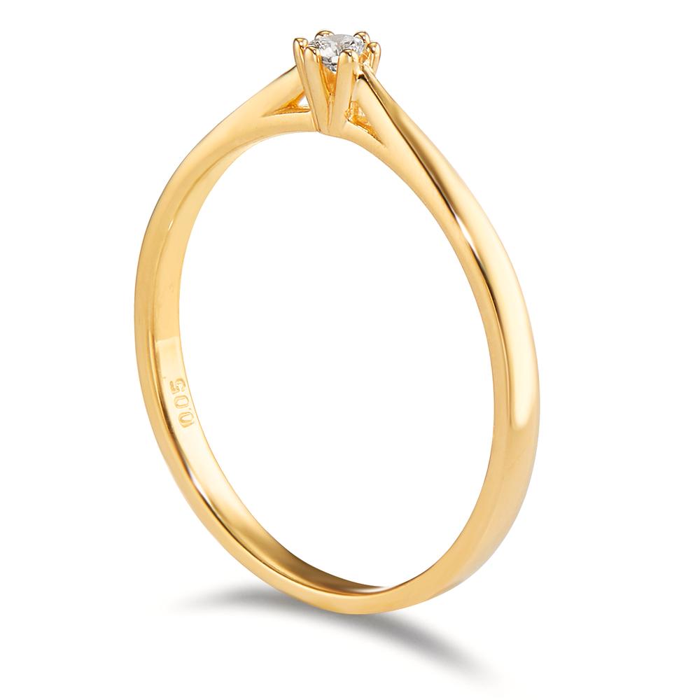 Solitär Ring 750/18 K Gelbgold Diamant 0.05 ct, w-si