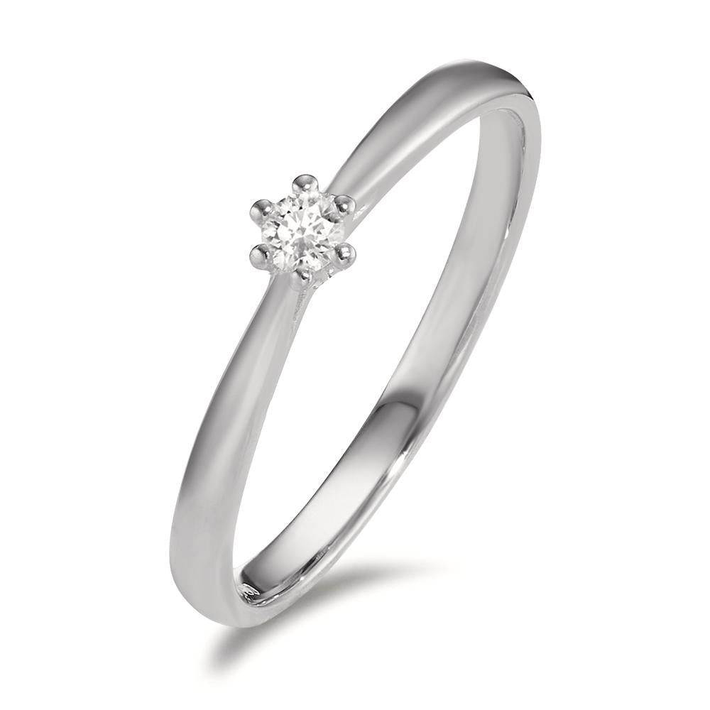 Solitär Ring 750/18 K Weissgold Diamant 0.075 ct, w-si