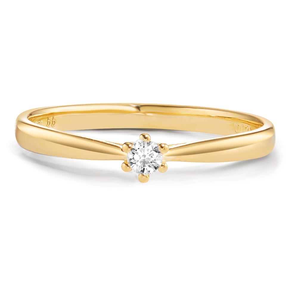 Solitär Ring 750/18 K Gelbgold Diamant 0.075 ct, w-si