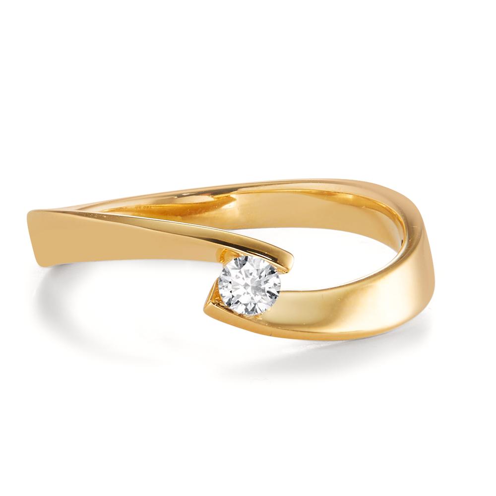 Fingerring 750/18 K Gelbgold Diamant 0.13 ct, w-si