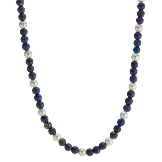 Collier Muse mit Lapislazuli und weissen Muschelperlen verstellbar, Ø4 mm