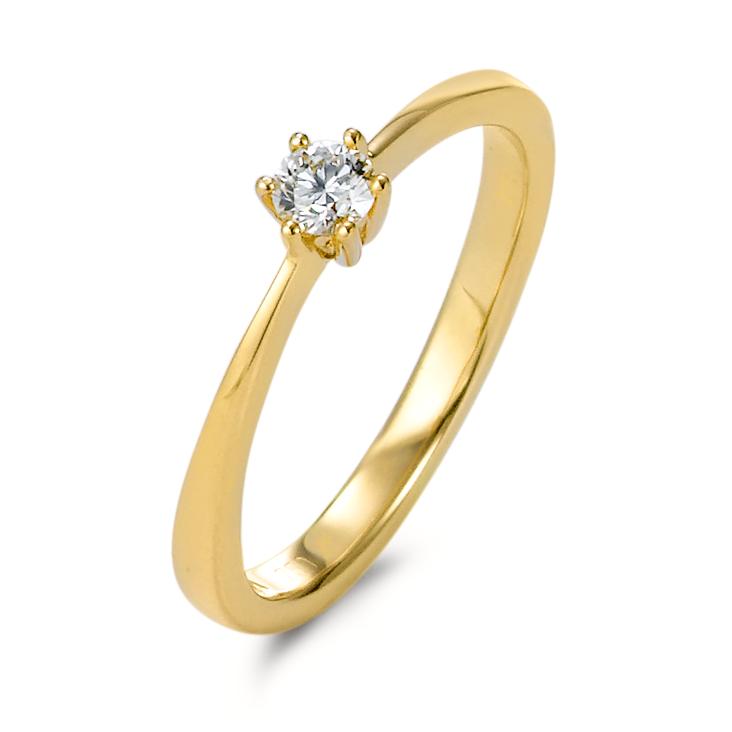 Solitär Ring 750/18 K Gelbgold Diamant 0.15 ct, w-si