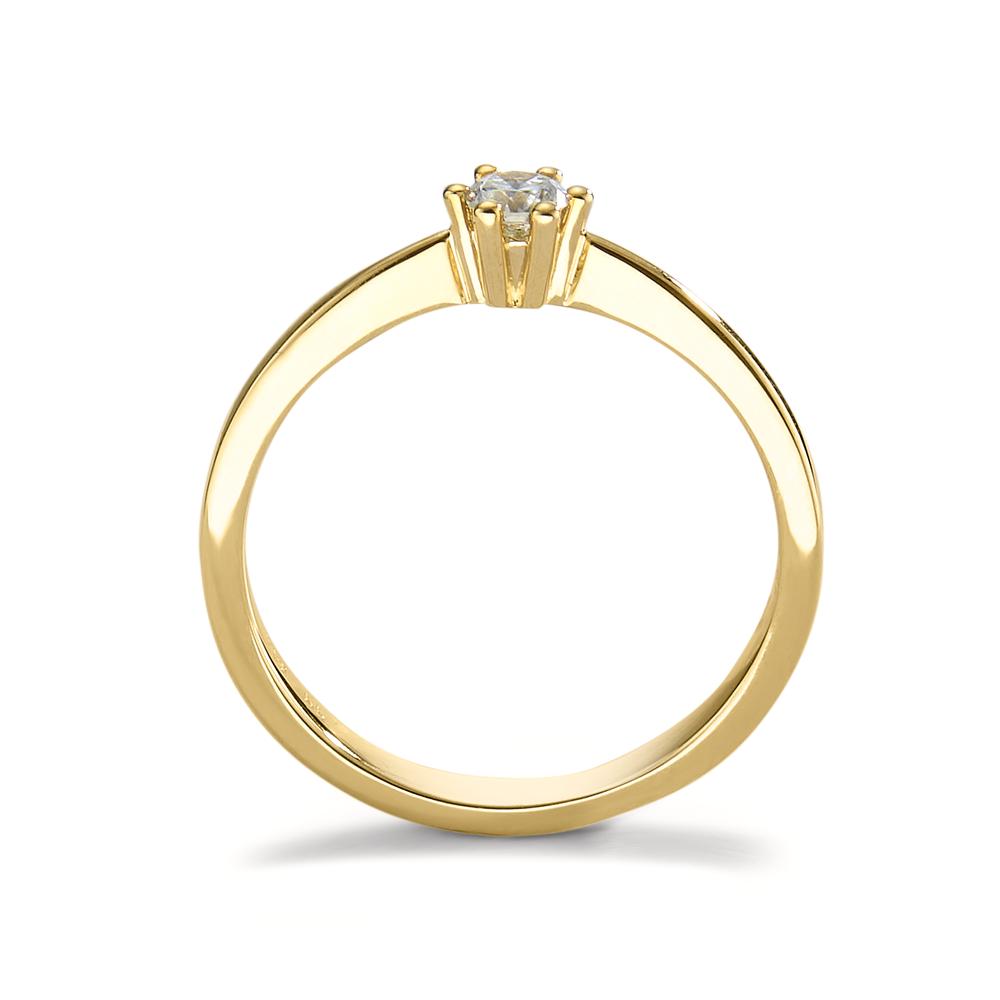 Solitär Ring 750/18 K Gelbgold Diamant 0.15 ct, w-si