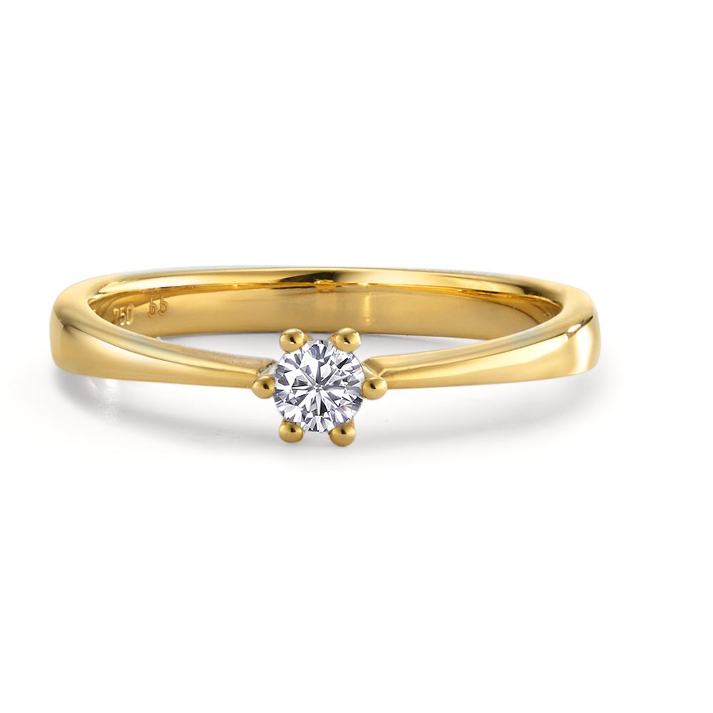 Solitär Ring 750/18 K Gelbgold Diamant 0.15 ct, w-si