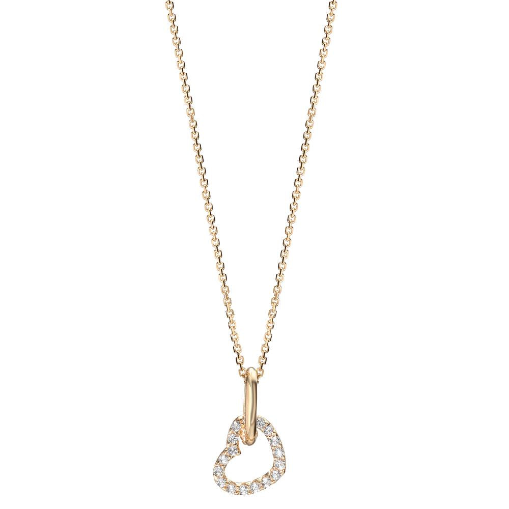 Collier 585/14 K Gelbgold Zirkonia Herz verstellbar