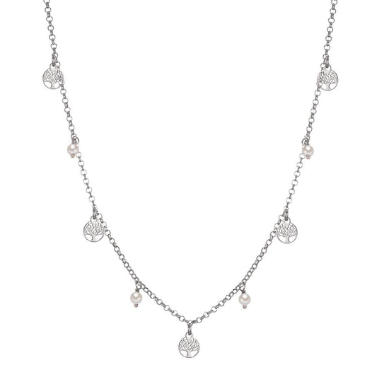 Collier Silber rhodiniert shining Pearls Lebensbaum verstellbar