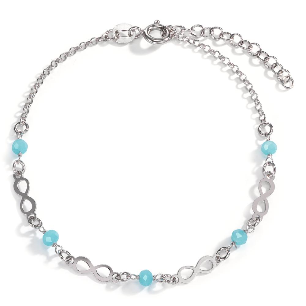 Armband Silber Kristall aqua, 5 Steine rhodiniert Infinity verstellbar