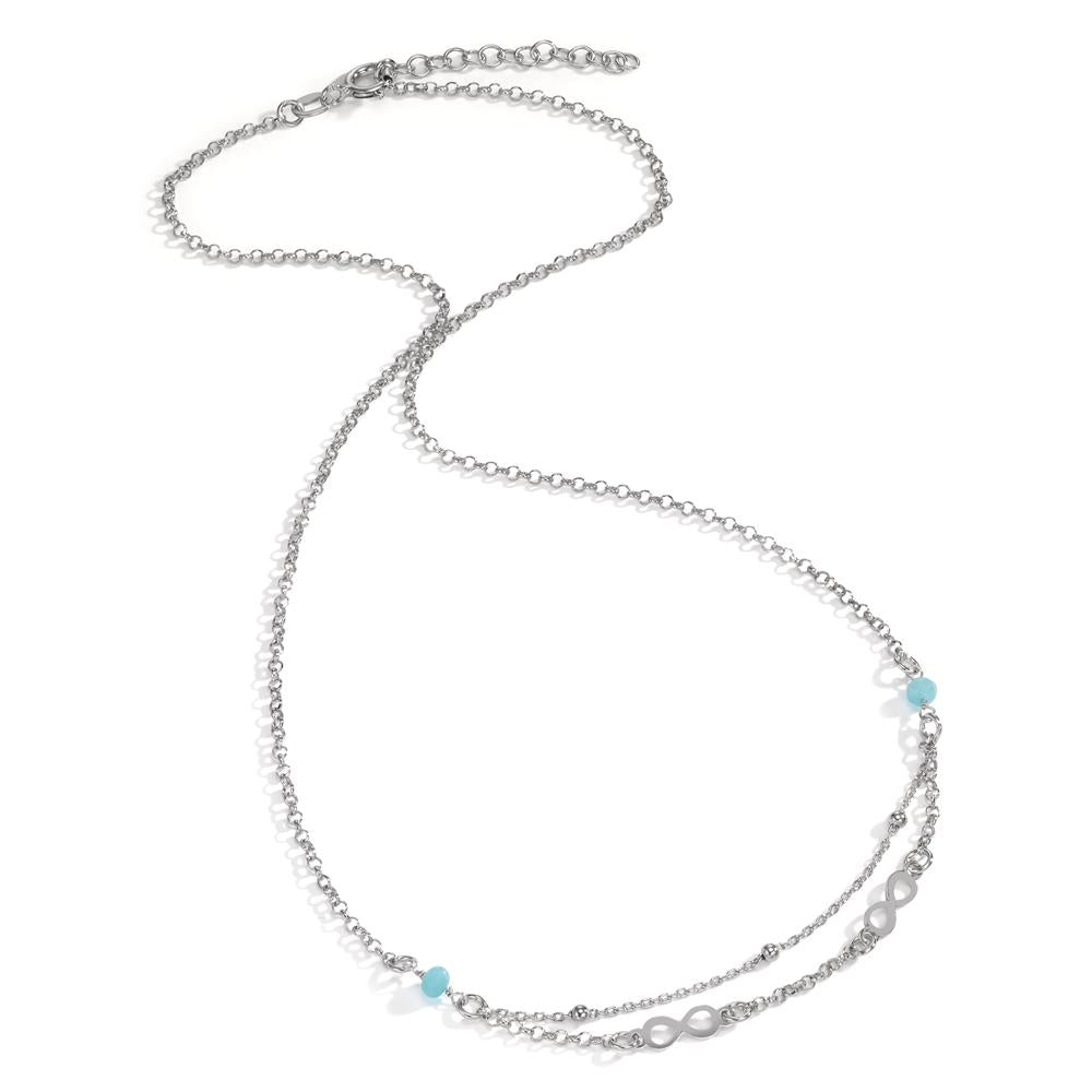 Collier Silber Kristall aqua, 2 Steine rhodiniert Infinity verstellbar