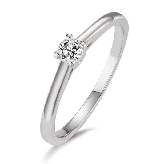 Solitär Ring 750/18 K Weissgold Diamant 0.15 ct, w-si