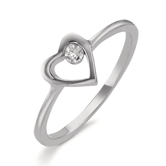 Fingerring 750/18 K Weissgold Diamant 0.005 ct, w-si Herz Ø6.5 mm