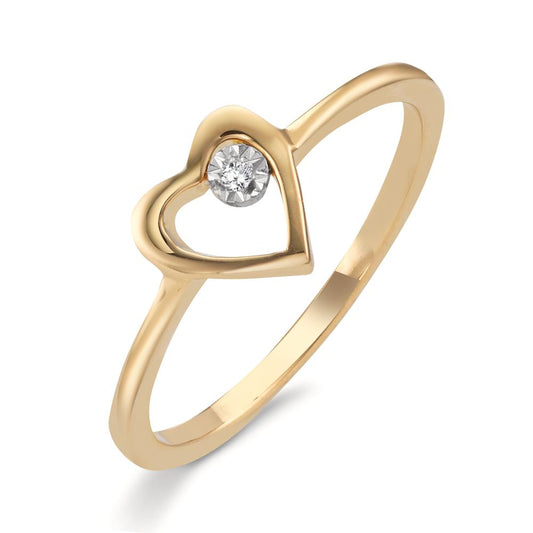 Fingerring 750/18 K Gelbgold Diamant 0.005 ct, w-si Herz Ø6.5 mm