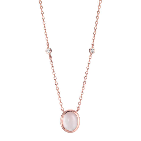 Collier Silber Zirkonia 2 Steine rosé vergoldet Perlmutt verstellbar