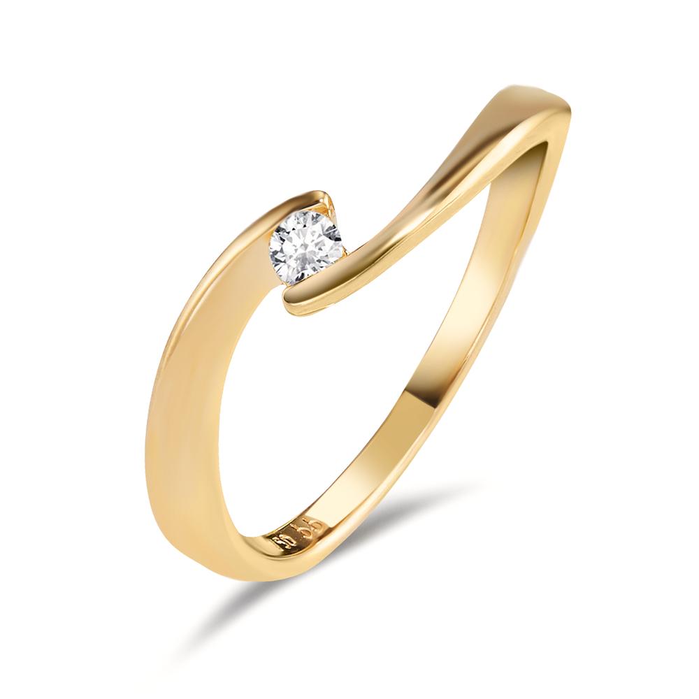 Solitär Ring 750/18 K Gelbgold Diamant 0.06 ct, w-si