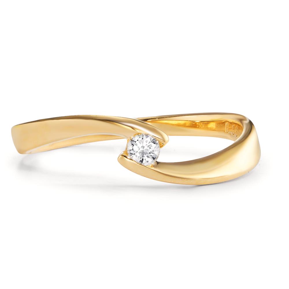 Solitär Ring 750/18 K Gelbgold Diamant 0.06 ct, w-si