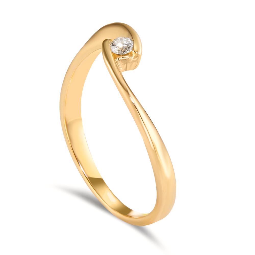 Solitär Ring 750/18 K Gelbgold Diamant 0.06 ct, w-si