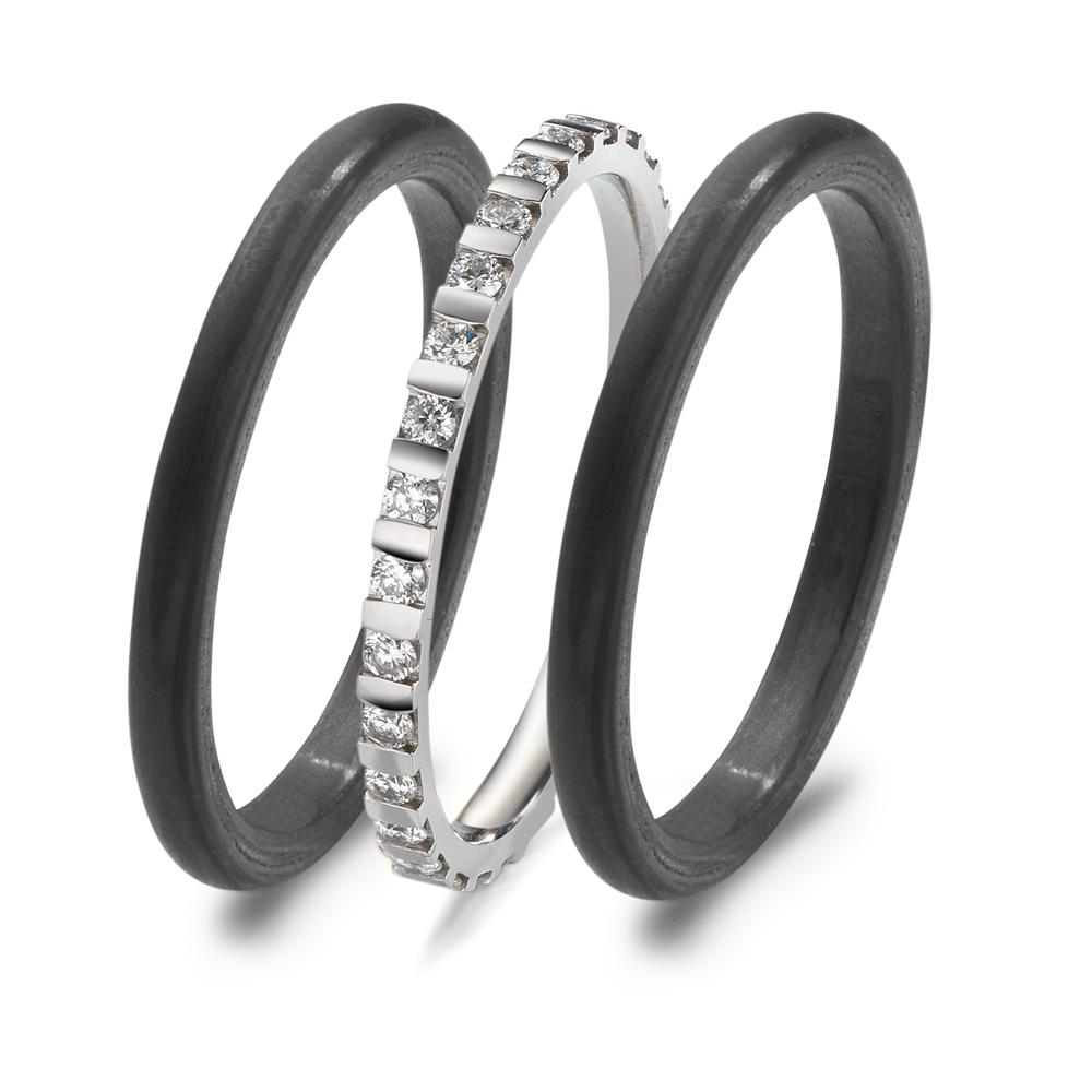 Ringset 950 Platin, Carbon Diamant