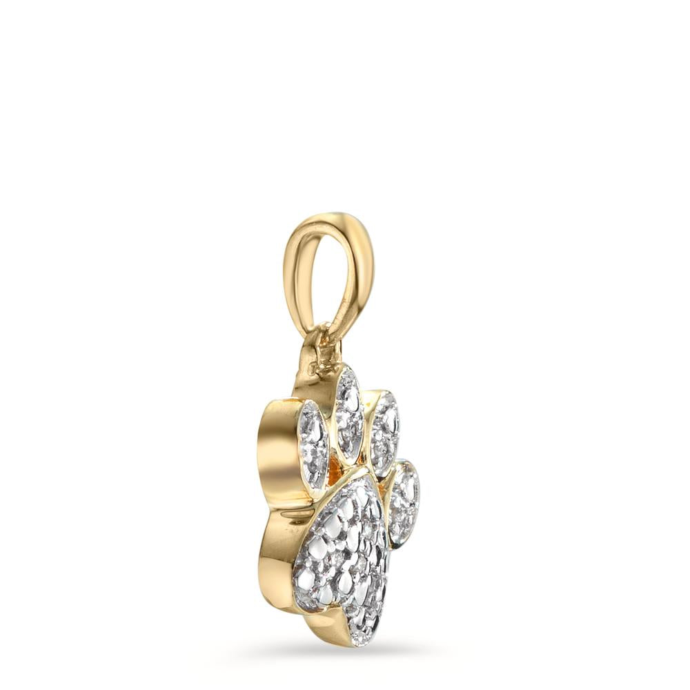 Anhänger 375/9 K Gelbgold Diamant 0.02 ct, 8 Steine, w-si bicolor Pfote Ø9 mm