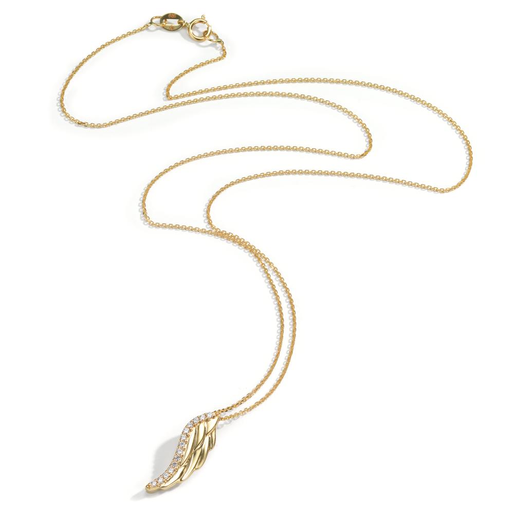 Collier 585/14 K Gelbgold Zirkonia 14 Steine Flügel