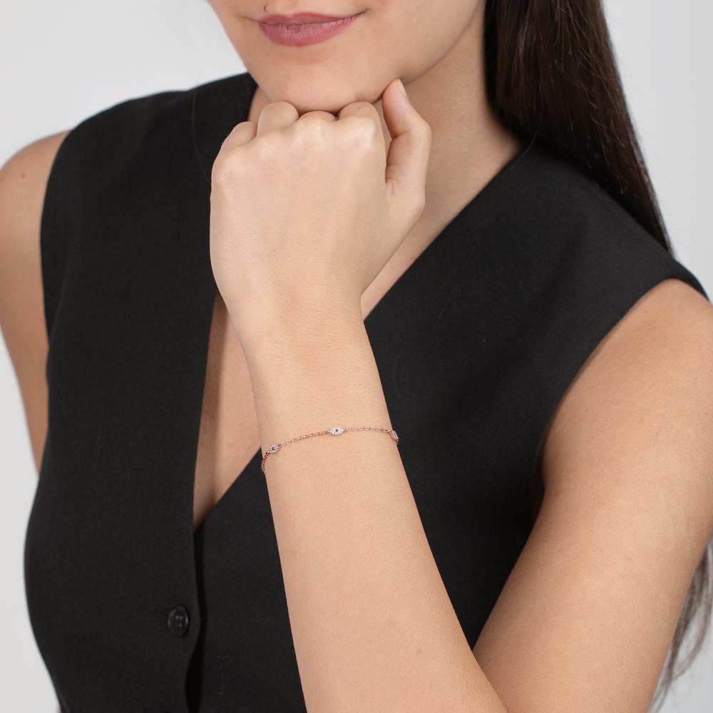 Armband Silber Zirkonia rosé vergoldet verstellbar