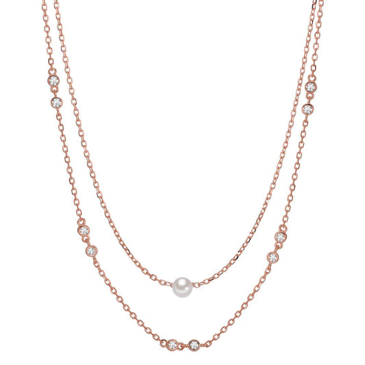 Collier Silber Zirkonia 10 Steine rosé vergoldet shining Pearls verstellbar