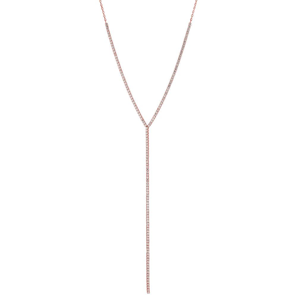 Y-Collier Silber Zirkonia rosé vergoldet verstellbar