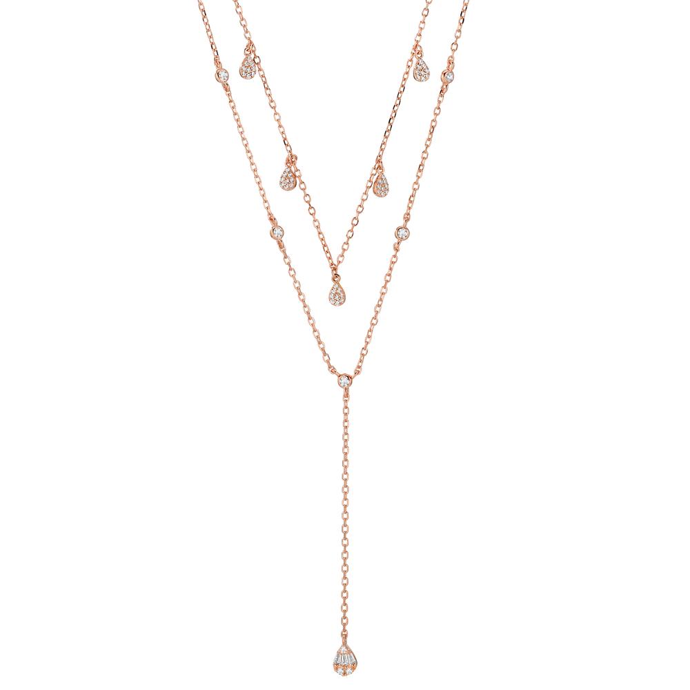 Y-Collier Silber Zirkonia rosé vergoldet verstellbar