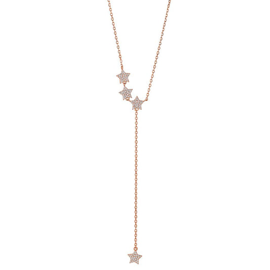 Y-Collier Silber Zirkonia rosé vergoldet Stern verstellbar