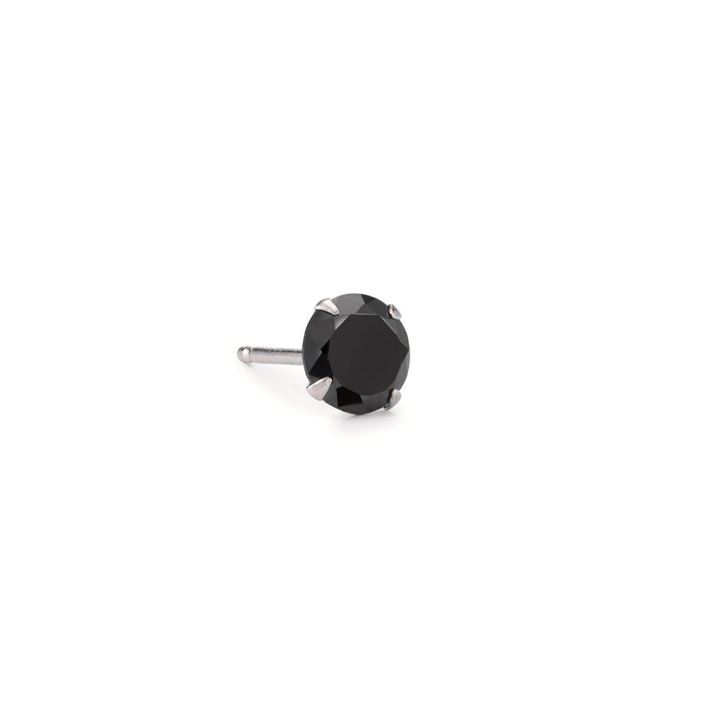 Ohrstecker 1 Stk Silber Zirkonia schwarz Ø7 mm