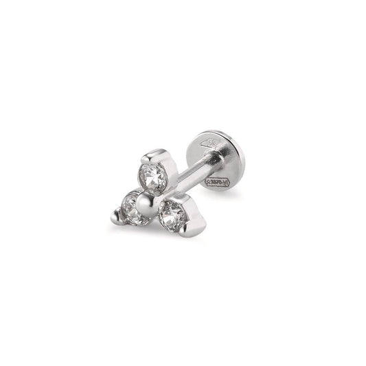 Piercing 750/18 K Weissgold Zirkonia 3 Steine Ø5.2 mm