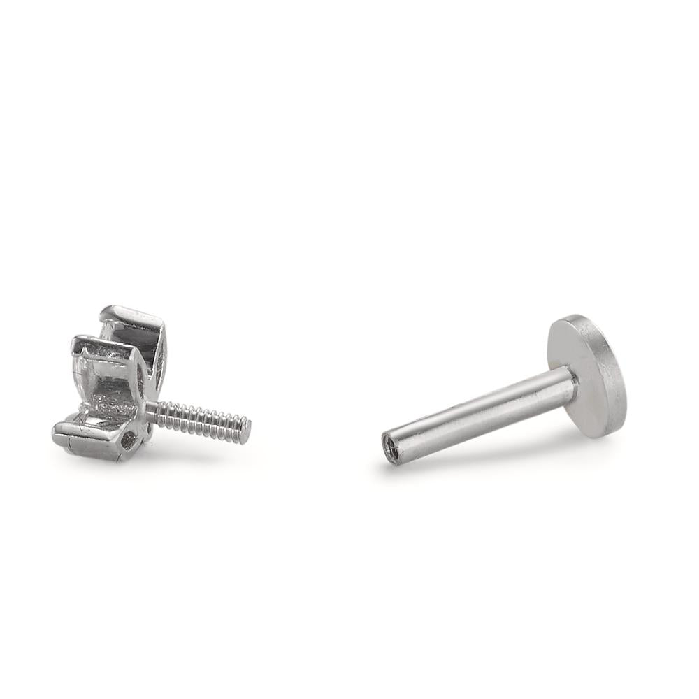 Piercing 750/18 K Weissgold Zirkonia 4 Steine Ø4.5 mm