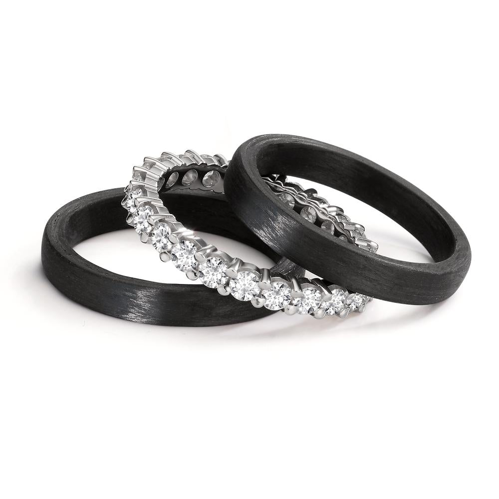 Ringset 750/18 K Weissgold, Carbon Diamant 1.50 ct, w-si