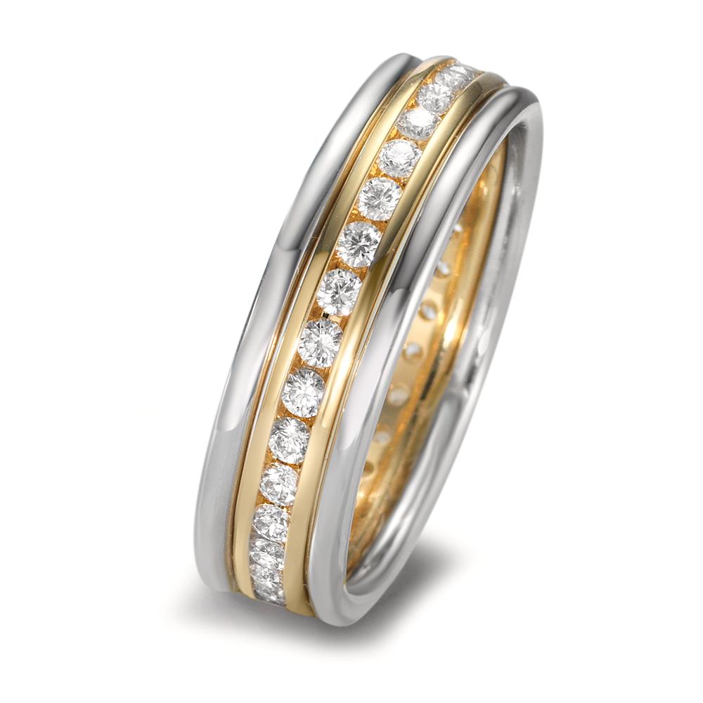 Ringset 750/18 K Gelbgold, 750/18 K Weissgold Diamant 0.50 ct, w-si