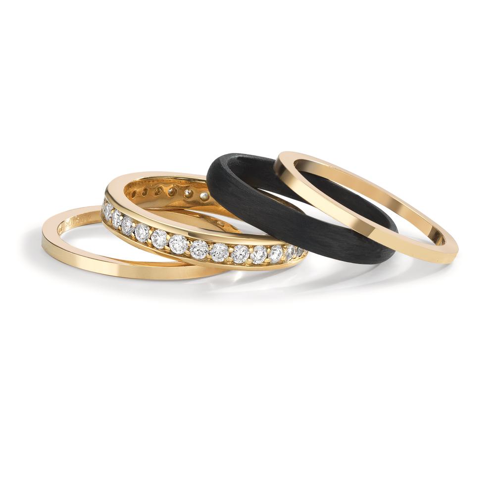 Ringset 750/18 K Gelbgold, Carbon Diamant 0.80 ct, w-si