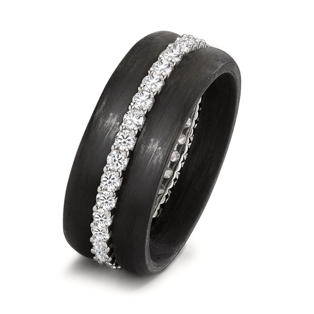 Ringset 750/18 K Weissgold, Carbon Diamant 0.75 ct, w-si