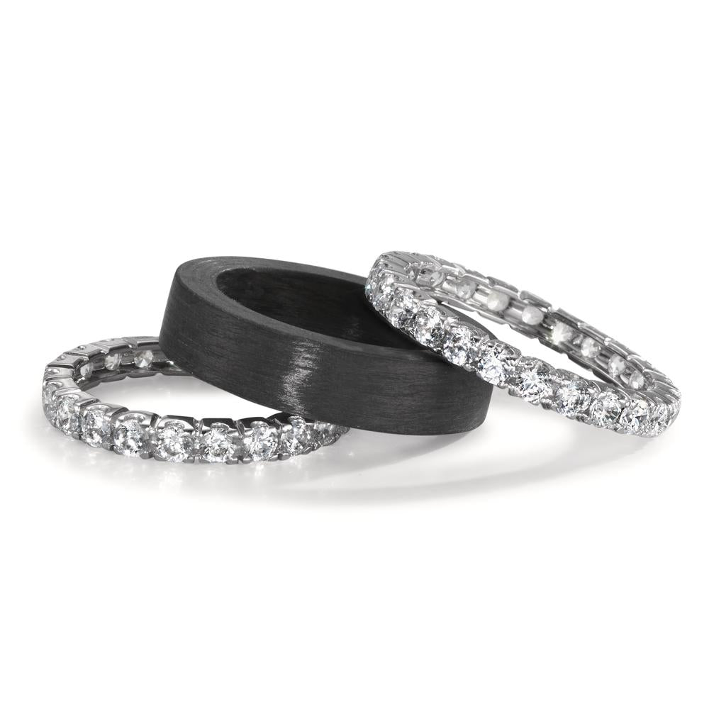 Ringset 750/18 K Weissgold, Carbon Zirkonia