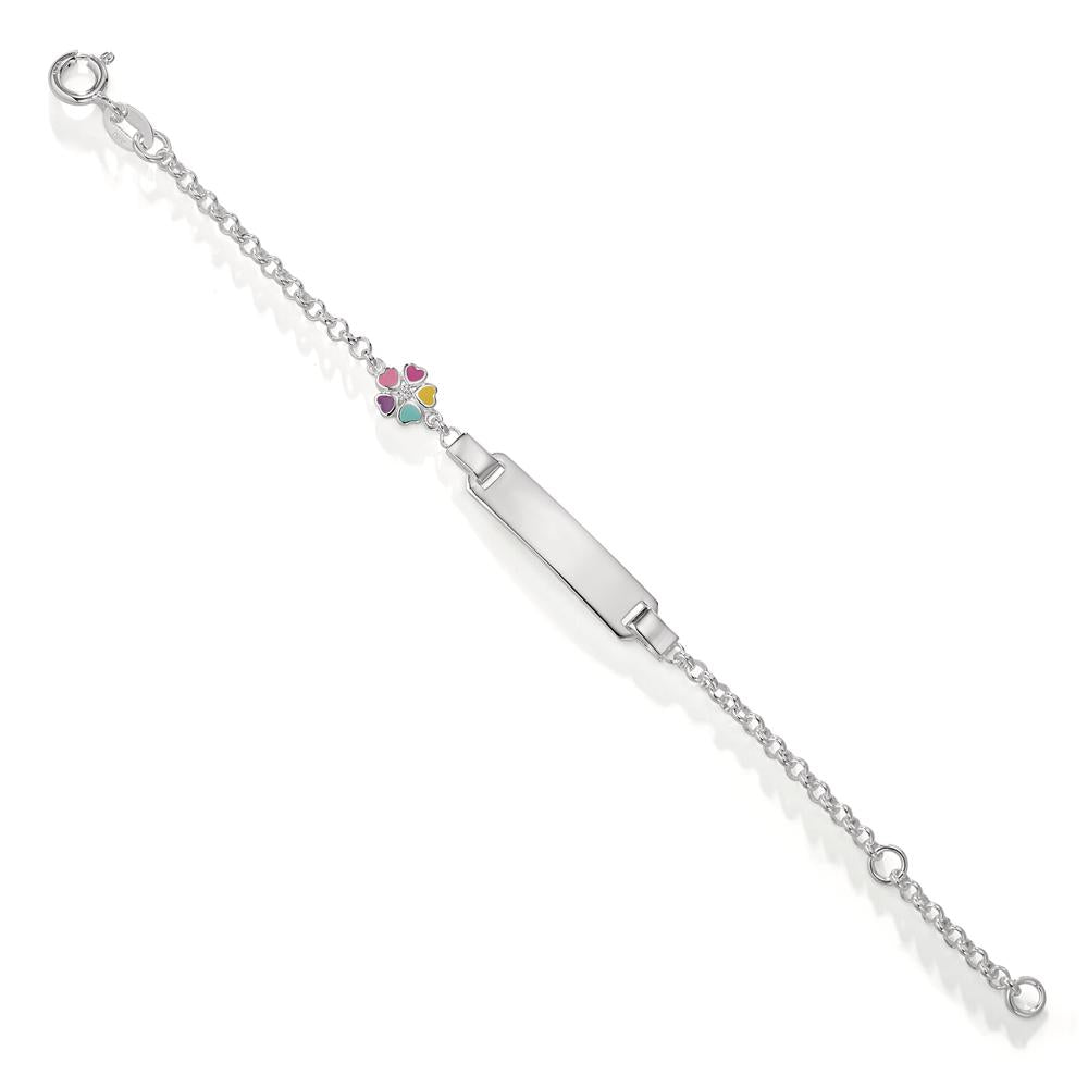 Gravurarmband Silber Zirkonia lackiert Blume verstellbar