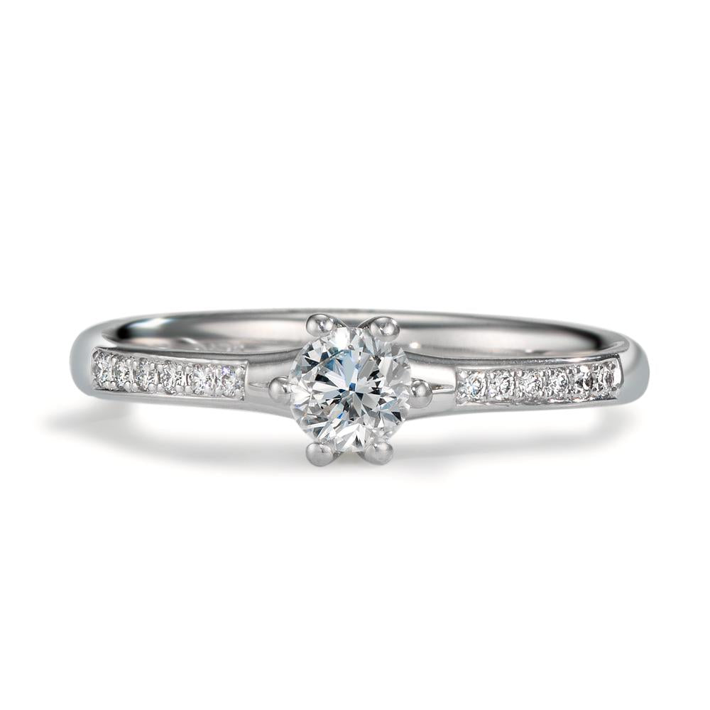 Solitär Ring 750/18 K Weissgold Diamant 0.364 ct, 13 Steine, w-si, GIA