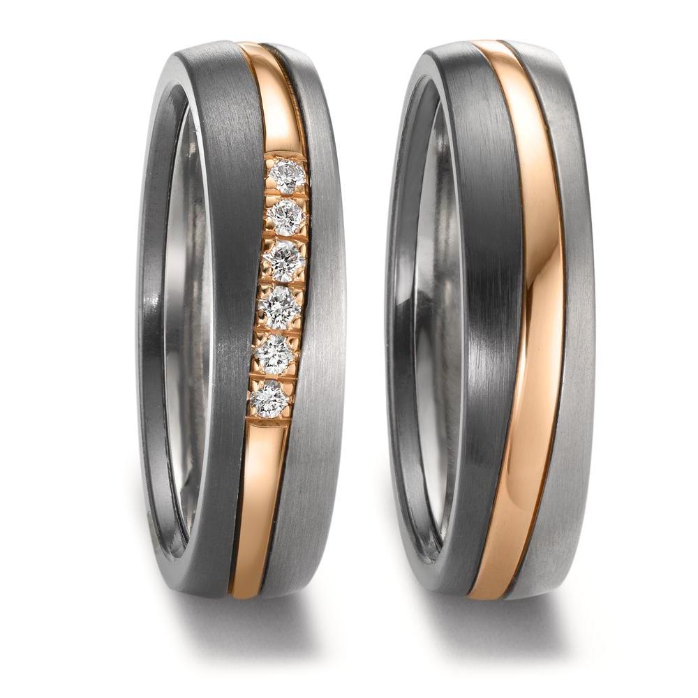 Partnerring Zirkonium, 585/14 K Rosegold, Titan