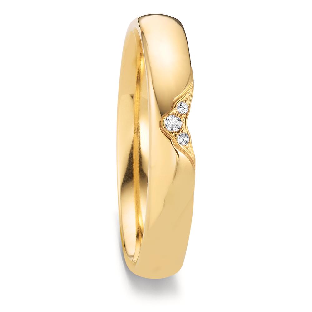 Partnerring 750/18 K Gelbgold Diamant 0.025 ct, 3 Steine, tw-vsi