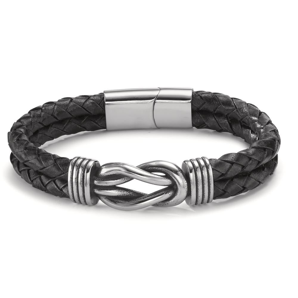 Armband Edelstahl, Leder patiniert