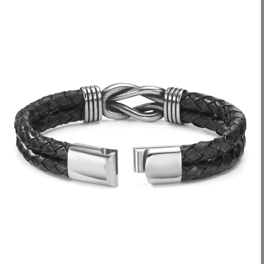 Armband Edelstahl, Leder patiniert