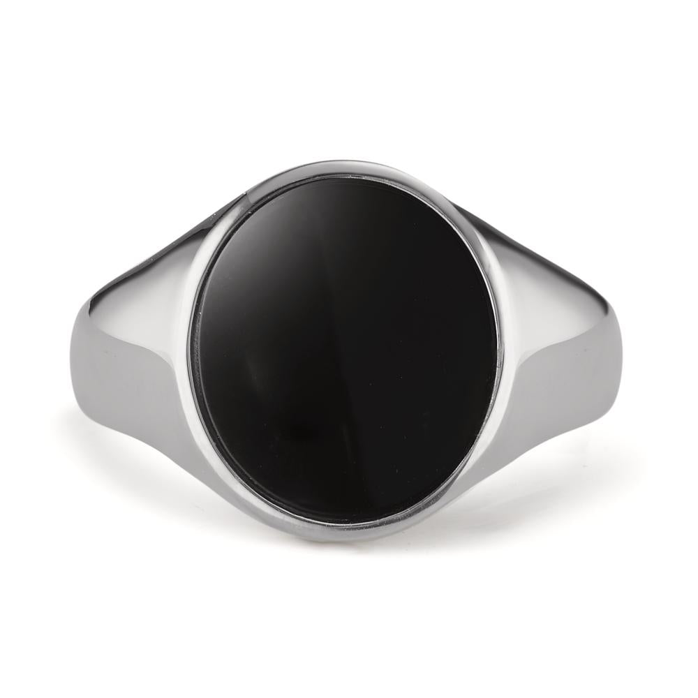 Fingerring Silber Onyx rhodiniert