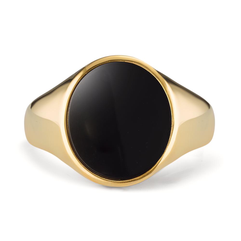 Fingerring Silber Onyx gelb vergoldet