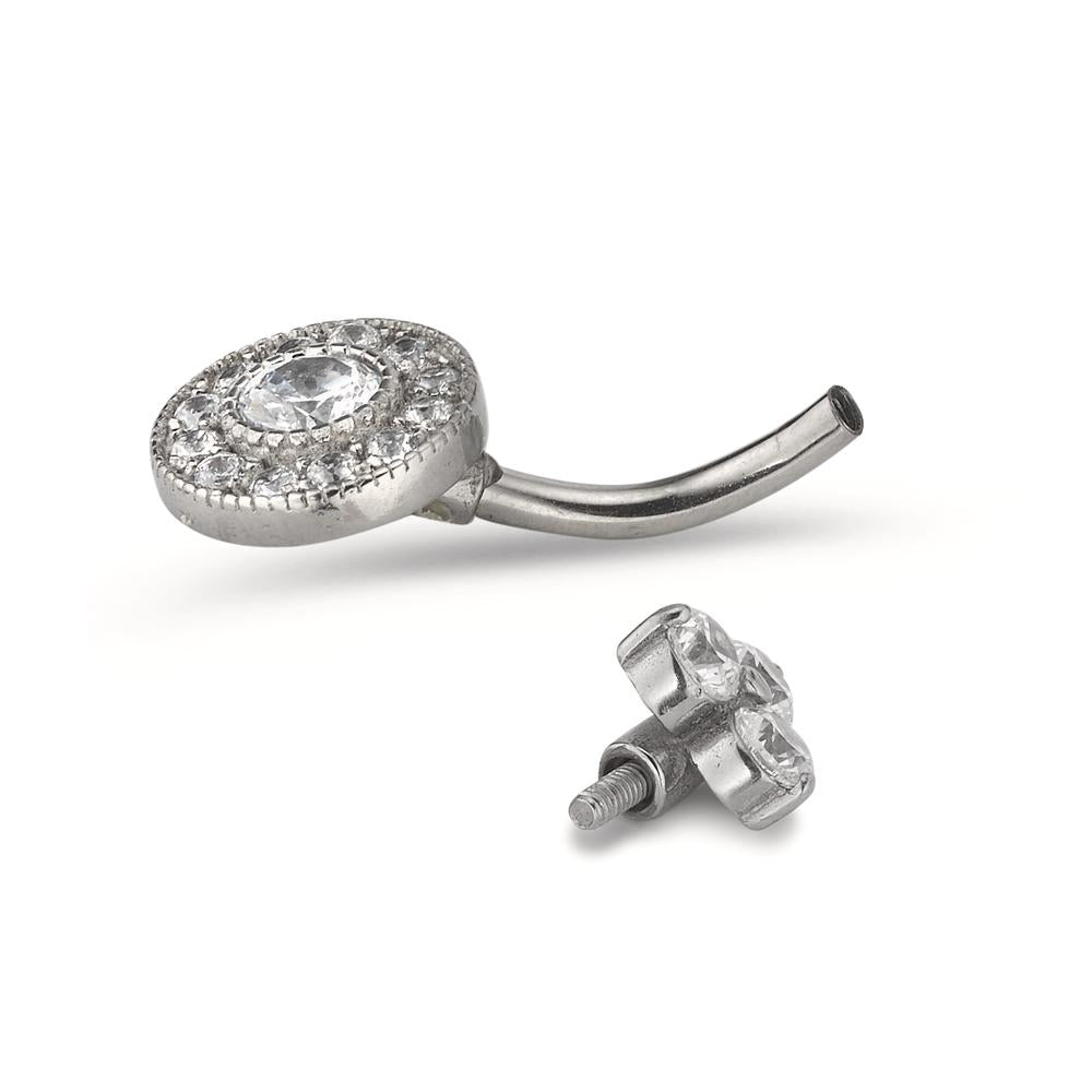 Bauchpiercing Edelstahl Zirkonia weiss Ø9 mm