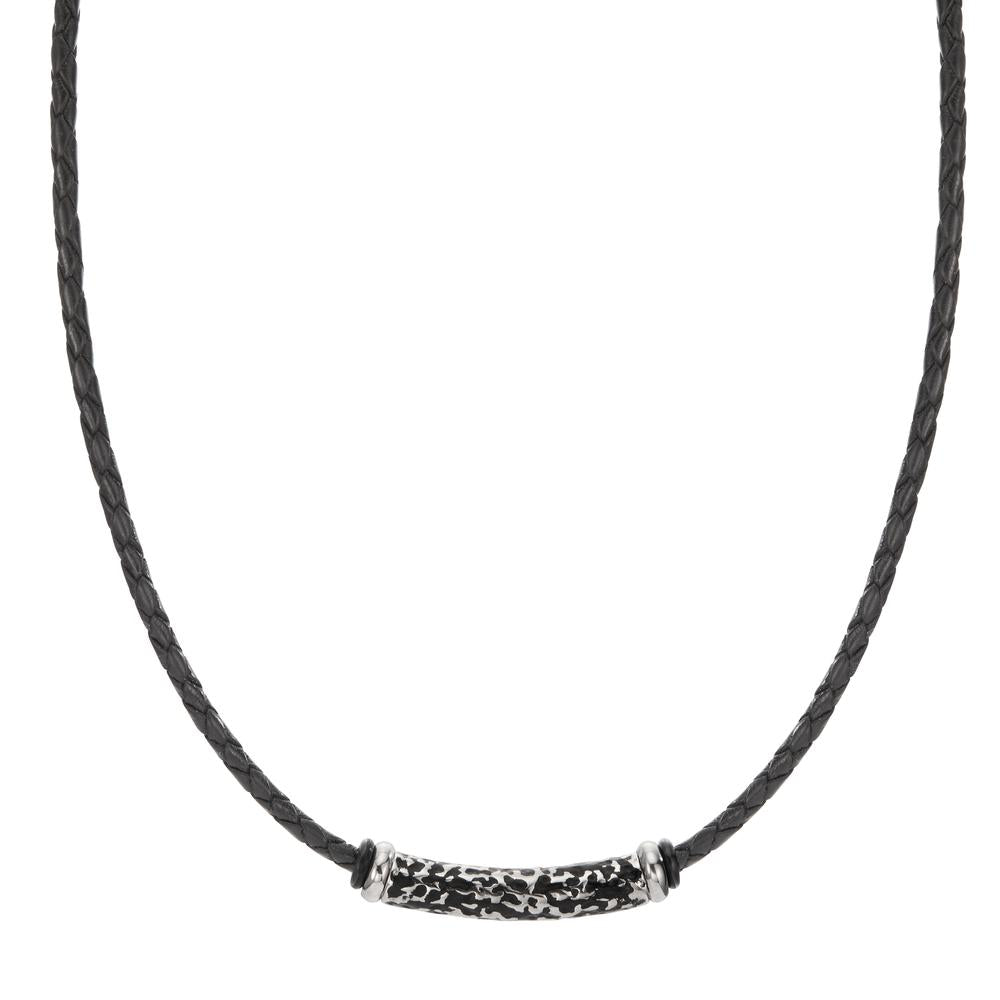 Collier Edelstahl, Leder schwarz IP beschichtet Ø3.7 mm